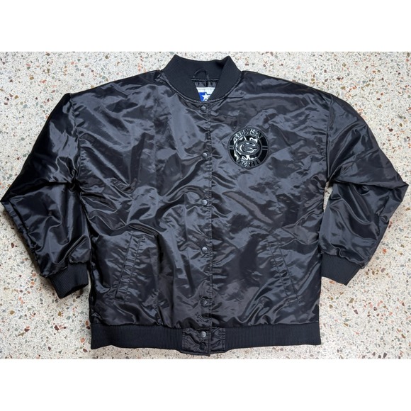 STARTER Other - Starter G-III NFL Green Bay Packers Black Satin Long Sleeve Bomber Jacket Size L
